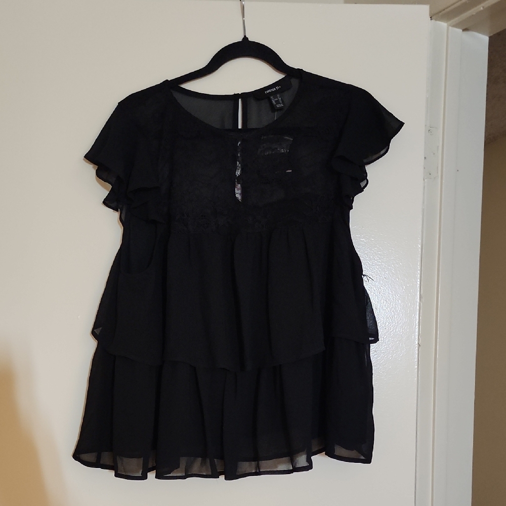 Forever 21 Black Lace Top